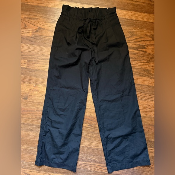 TWP Women’s Black Wide Leg Pants 100% Cotton Size M Made In USA Tie Waist - Picture 3 of 7